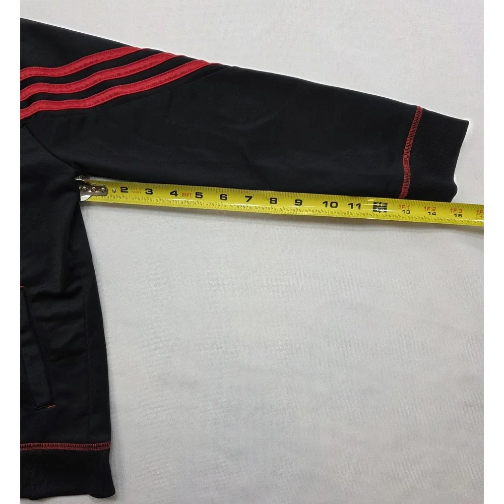 Adidas Boy's Black w Red‎ Stripes Zip Up Pocketed Jacket. Size 7